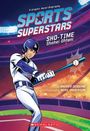 "SPORTS SUPERSTARS: SHO-TIME Shohei Ohtani" in großen Buchstaben. Ein Baseballspieler schlägt im Stadion.