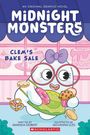 „Midnight Monsters: Clem's Bake Sale“, geschrieben von Amanda Deibert, illustriert von Giovanna Izzo. Eine niedliche, fröhliche Kreatur hält Gebäck.