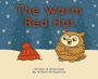 "The Warm Red Hat" steht in roten Buchstaben. Unten sitzt eine braune Eule im Schnee vor einem roten Hut. Schneeflocken fallen.