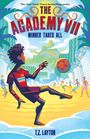 „The Academy VII: Winner Takes All“ und „T.Z. Layton“; Illustration: Junge spielt am Strand Fußball.