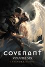 „COVENANT VOLUME SIX, LYSANDRA VUONG“. Eine Illustration zeigt zwei Personen in inniger Geste, eine hat Flügel.