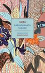 "Gora", Rabindranath Tagore, übersetzt von Devapriya Roy. Ausdrucksstarke Illustration mit floralen Mustern und einer Figur.