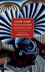 "LISTEN TO ME. COLLECTED LECTURES. GERTRUDE STEIN. SELECTED BY FRANCESCA WADE." Farbige Illustration mit stilisierten Schalltrichtern.