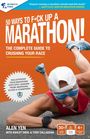 50 WAYS TO F*CK UP A MARATHON! Ein Läufer stürzt und trägt eine Mütze und Sonnenbrille, im Hintergrund Asphalt.