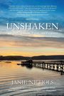 „Unshaken: 365 Days of Hope, Faith, and Eternity“ von Janie Nichols. Ein Steg führt über ruhigen, reflektierenden See.