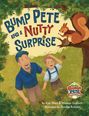 Bump Pete and a Nutty Surprise. Ein Mann und ein Junge blicken erfreut nach oben, ein Eichhörnchen sitzt auf einem Ast.