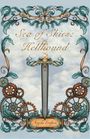 „Sea of Skies: Hellhound“ und „Angela Fontana“ in verschnörkelter Schrift, Schwert mit Zahnrädern und Ornamenten umrahmt.