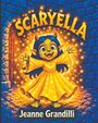 "SCARYELLA" oben, "Jeanne Grandilli" unten. Eine fröhliche, grüne Figur mit Hörnern in einem leuchtenden Kleid.